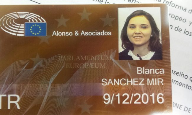La acreditación de Blanca Sánchez para el Parlamento Europeo