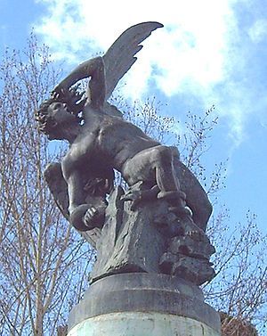 El Ángel Caído de R. Bellver 1877 (Parque del Retiro de Madrid, Spain).