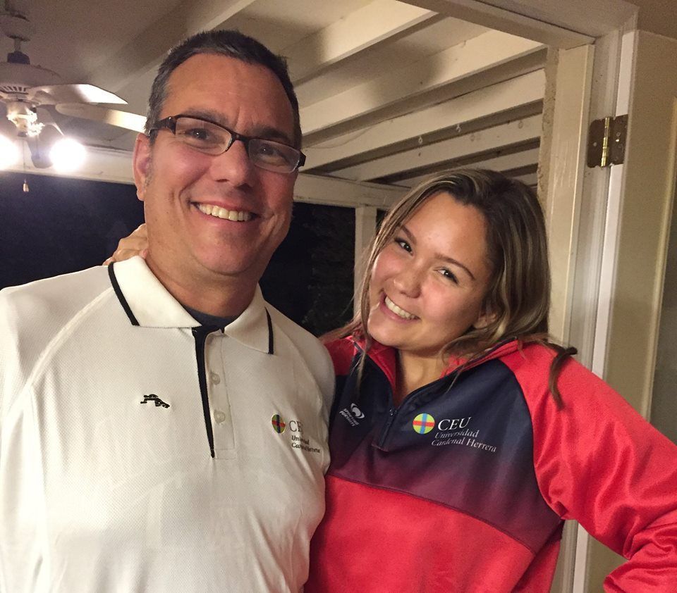 Our student Carly with her father, back home in the United States