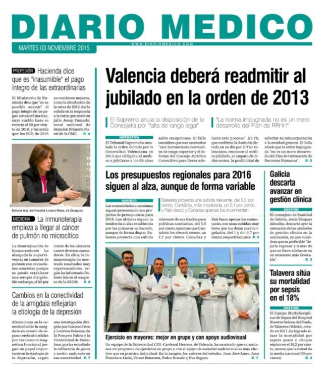 Portada Diario Médico 3 de noviembre de 2015