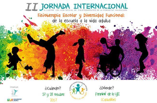 Cartel de la II Jornada Internacional del ICOFCV. Fisioterapia Escolar y Diversidad Funcional