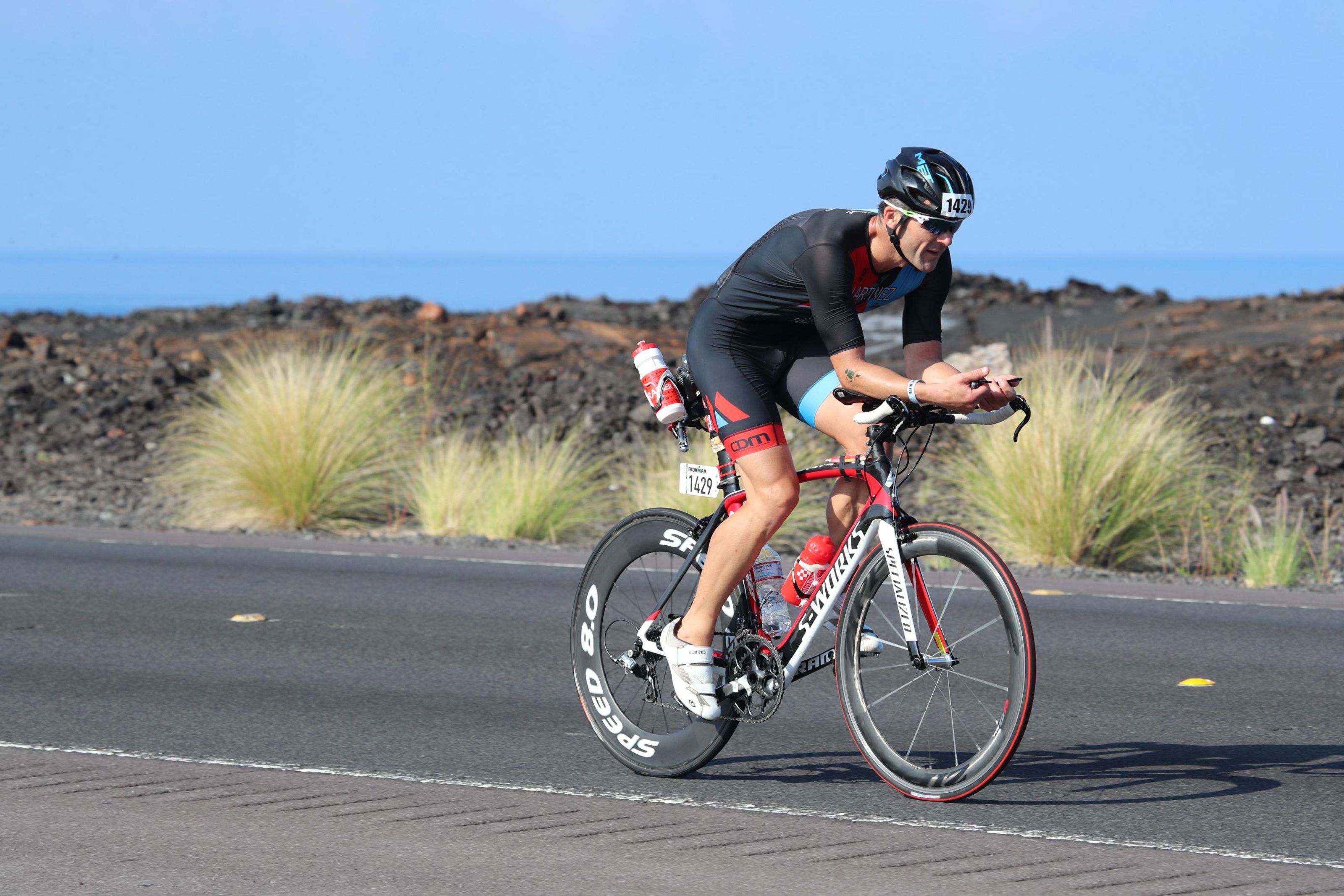 Martínez Gramage durante la etapa en bicicleta del ironman Hawai 2017