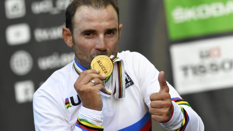 Alejandro Valverde campeón del mundo de ciclismo 2018. FUENTE La Razón