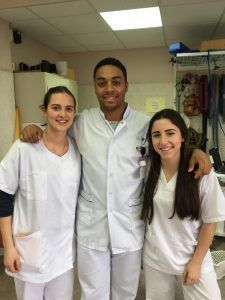Isabella with one of the physiotherapists and another placement student